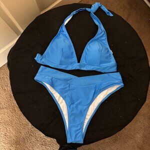 NEW Women's Blue Bikini Set, Two Piece Swimsuits Sexy Adjustable Halter Top SZ S